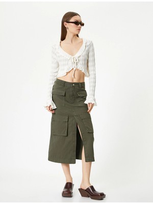 Koton Kargo Midi Kot Etek Önden Yırtmaçlı Rahat Kalıp