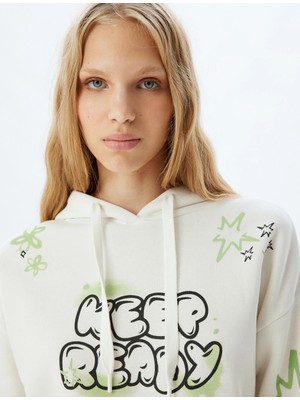 Koton Kapüşonlu Sweatshirt Slogan Baskılı Rahat Kalıp