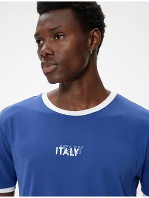 Koton Slogan Baskılı Tişört Kısa Kollu Bisiklet Yaka Dar Kalıp