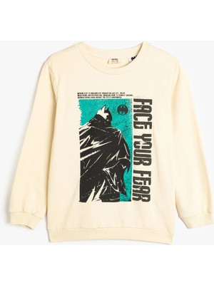 Koton Batman Sweatshirt Lisanslı Baskılı Uzun Kollu Pamuklu