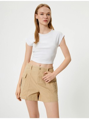 Koton Kargo Şort Cep Detaylı Düğmeli Pamuklu