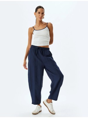 Koton Balon Pantolon Modal Kumaş Cepli Beli Lastikli Bağlamalı