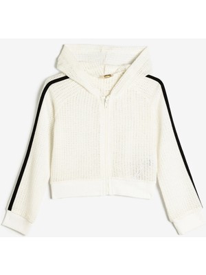 Koton Fermuarlı Sweatshirt Kapşonlu File Detaylı Biyeli