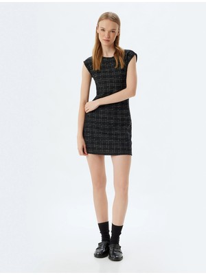 Koton Mini Tüvit Elbise Kolsuz Bisiklet Yaka