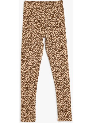 Koton Tayt Leopar Desenli Beli Lastikli Pamuklu