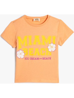 Koton Tişört Slogan Baskılı Kısa Kollu Bisiklet Yaka Pamuklu