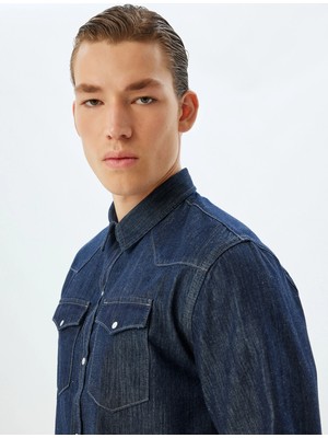 Koton Kot Gömlek Ceket Kapaklı Cep Detaylı Pamuklu