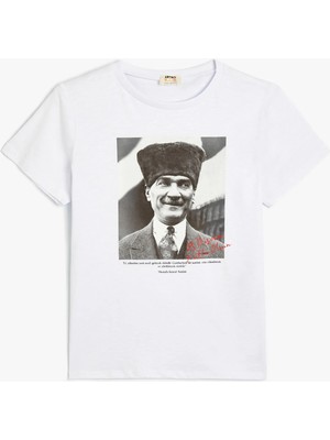 Koton Atatürk Baskılı Tişört Kısa Kollu Bisiklet Yaka Pamuklu
