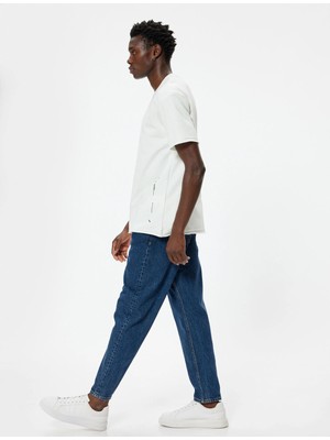 Koton Oversize Tişört Kısa Kollu Bisiklet Yaka Slogan Baskılı Pamuk Karışımlı