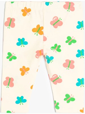 Koton Kelebekli Kapri Tayt Beli Lastikli Pamuklu