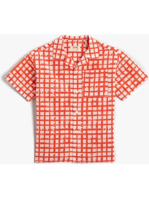 Koton Kareli Kısa Kollu Gömlek Cepli Pamuklu