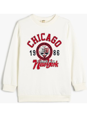 Koton 5Wkb10122Tk 010 Ekru Erkek Cocuk Pamuk Jersey Sweatshırt