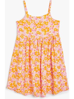 Koton Elbise Ince Askılı Çiçek Desenli