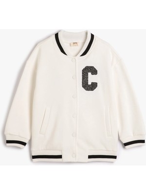 Koton Ceket Aplike Detaylı Cepli V Yaka Çıtçıt Kapamalı