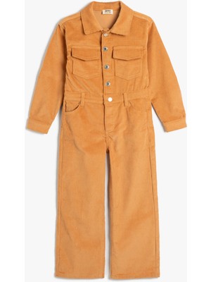 Koton Gömlek Yaka Uzun Kollu Kadife Tulum