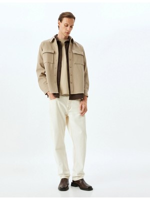 Koton Uzun Kollu Pamuk Karışımlı Cep Detaylı Gömlek Ceket