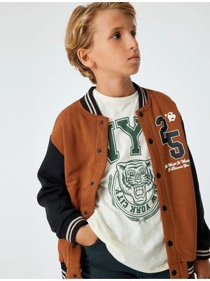 Koton Kolej Bomber Ceket Aplike Detaylı Çıtçıt Kapamalı