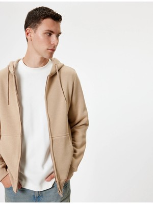 Koton 5WAM70016MK 057 Bej Erkek Pamuk Jersey Sweatshırt