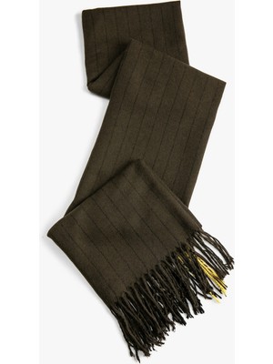 Koton Çizgili Atkı Yumuşak Dokulu Püsküllü