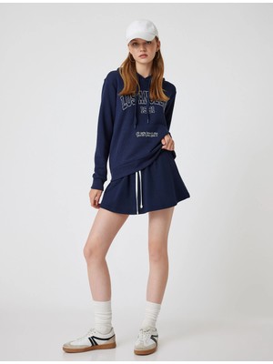 Koton Oversize Sweatshirt Kapüşonlu Kolej Baskılı Kanguru Cepli