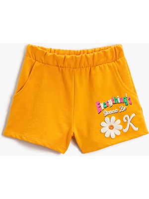 Koton Çiçek Baskılı Şort Beli Lastikli