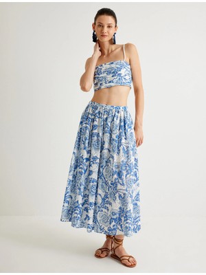 Koton x Melis Ağazat - Çiçekli Fisto Crop Büstiyer Ince Askılı Slim Fit