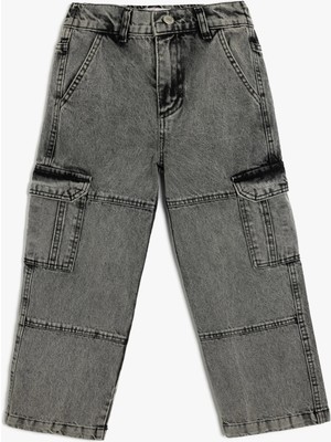 Koton Düşük Bel Kot Pantolon Kargo Cepli Pamuklu