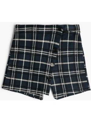 Koton Mini Şort Etek Kruvaze Beli Lastikli Düğmeli