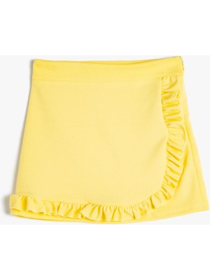 Koton Şort Etek Kruvaze Beli Lastikli Fırfır Detaylı