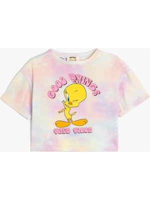 Koton Tweety Tişört Lisanslı Kısa Kollu Baskılı Bisiklet Yaka