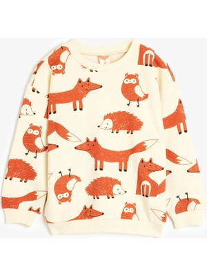 Koton Hayvan Desenli Uzun Kollu Pamuklu Sweatshirt