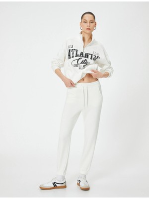 Koton 5WAL40004IK Koton Kadın Eşofman Alt Ekru