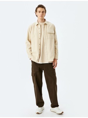 Koton Kapaklı Cep Detaylı Pamuklu Uzun Kollu Gömlek