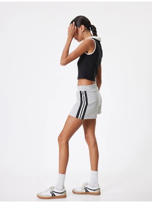 Koton Mini Şort Biyeli Beli Lastikli Yüksek Bel Rahat Kalıp