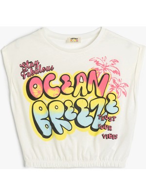 Koton Kolsuz Tişört Bisiklet Yaka Grafiti Baskılı Beli Lastikli Pamuklu