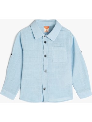 Koton Pamuklu Cep Detaylı Uzun Kollu Basic Gömlek