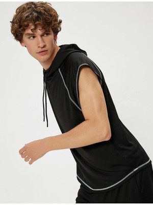 Koton Spor Atlet Kapşonlu Arkası Baskılı Dikiş Detaylı Kolsuz