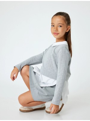 Koton Gömlek Detaylı Sweatshirt Çift Kumaş Detaylı