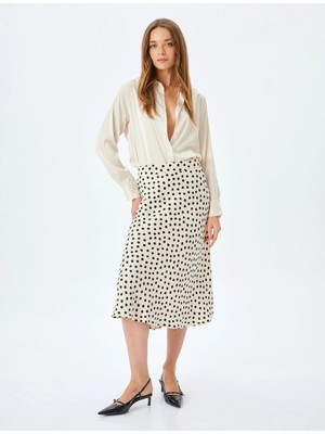 Koton Puantiye Desenli Midi Boy Kloş Viskon Etek