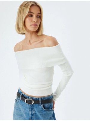 Madonna Yaka Kazak Omzu Açık Fitilli Uzun Kollu