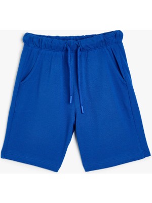 Koton Basic Şort Dokulu Erkek Çocuk Beli Bağlamalı Cepli Rahat Kesim Lacivert