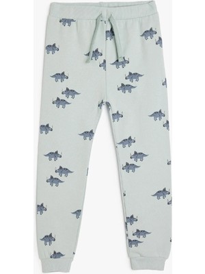 Koton Dinozor Baskılı Beli Bağcıklı Pamuklu Jogger Eşofman Altı