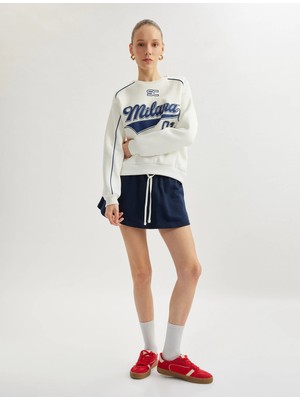 Koton Kolej Baskılı Bisiklet Yaka Uzun Kollu Oversize Sweatshirt