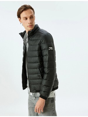 Koton Dik Yaka Etiket Detaylı Slim Fit Şişme Ceket