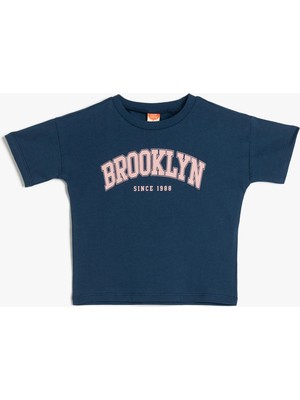 Koton Slogan Baskılı Bisiklet Yaka Kısa Kollu Pamuklu Tişört