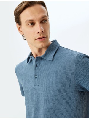 Koton Kısa Kollu Pamuklu Dokulu Polo Yaka T-Shirt
