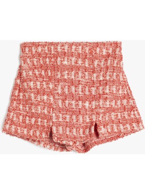 Koton Pile Detaylı Desenli Tüvit Şort Etek