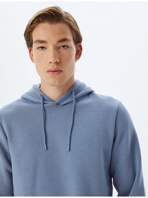 Koton 5WAM70001MK 604 Mavı Erkek Pamuk Jersey Sweatshırt