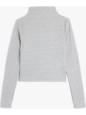 Koton Basic Uzun Kollu Tişört Kaşkorse Dik Yaka Slim Fit