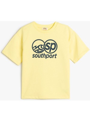 Koton Slogan Baskılı Kısa Kollu Bisiklet Yaka Oversize Tişört